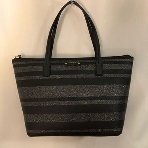 KATE SPADE Hani Haven Lane Black Glitter Tote Bag